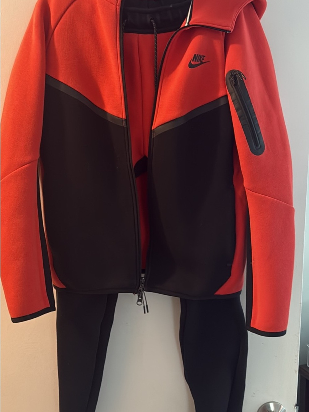 Nike Red and Black Men's Hoodie Jacket